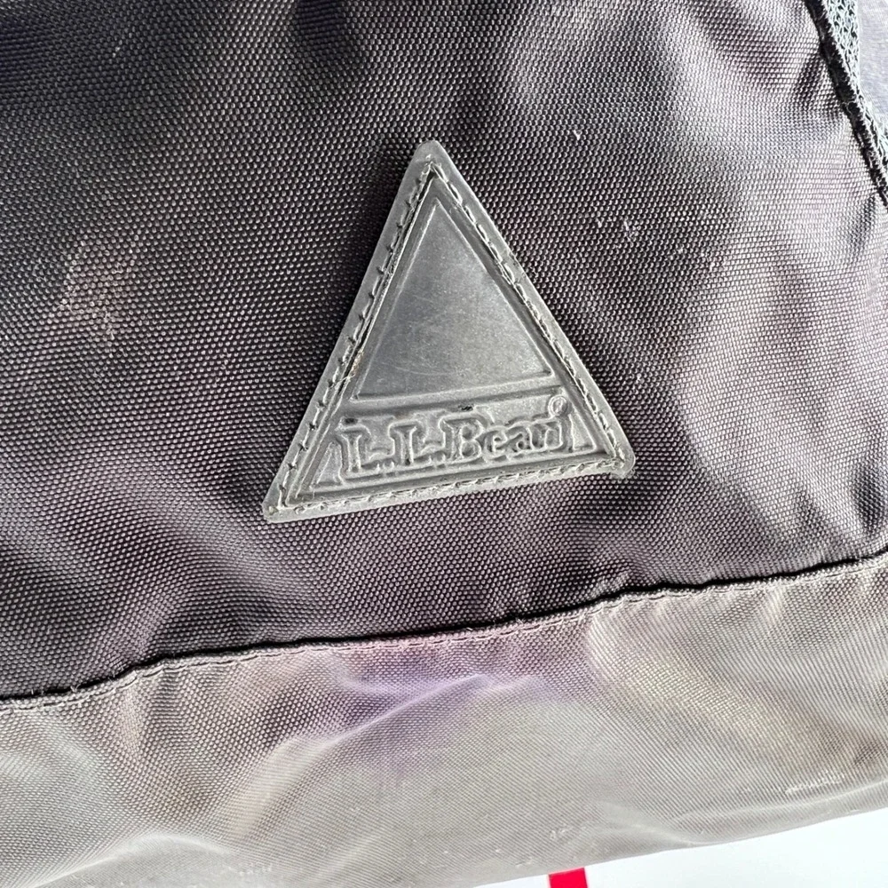 LL‎ Bean Backpack Gray Red Nylon Mesh Outdoor School Travel Bag